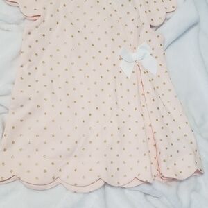 Charming Pink and Gold Polka Dot Kids Casual Dress